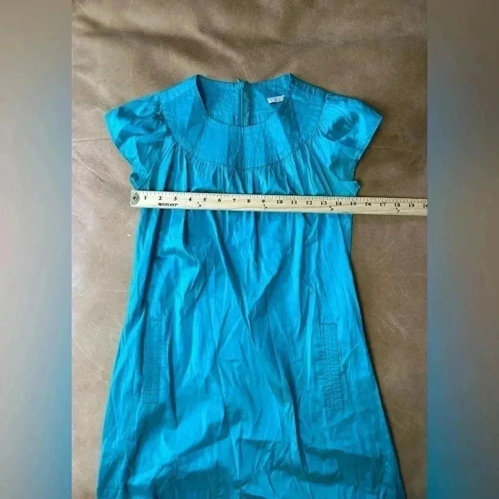 Calypso Christiane Celle Womens Zip Up Short Sleeve Silk Shift Dress Blue XS - Picture 9 of 11